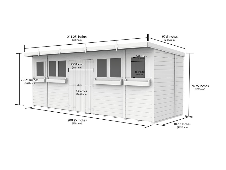 18ft x 7ft Pent Summer Shed Loglap - Image 6