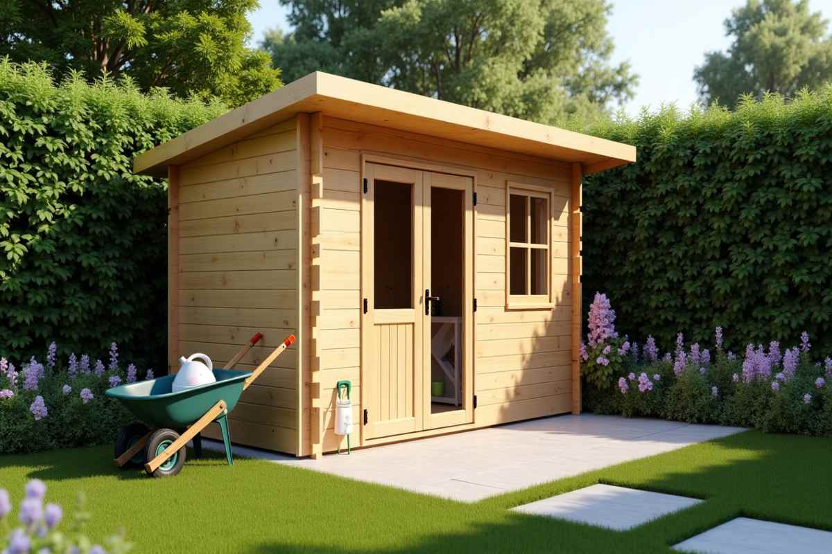 Durable heavy duty pent shed with sloping roof and timber panels